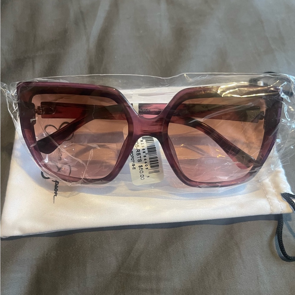 Jessica Simpson Rose & Tortoise Oversized Square Cat Eye Sunglasses